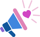 Megaphone with a heart emerging from it, representing advocacy.